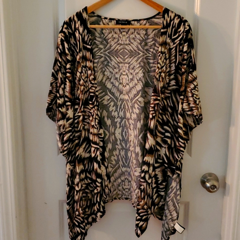 Torrid Brown/Black/Cream Duster/Kimono Size (0/1X)